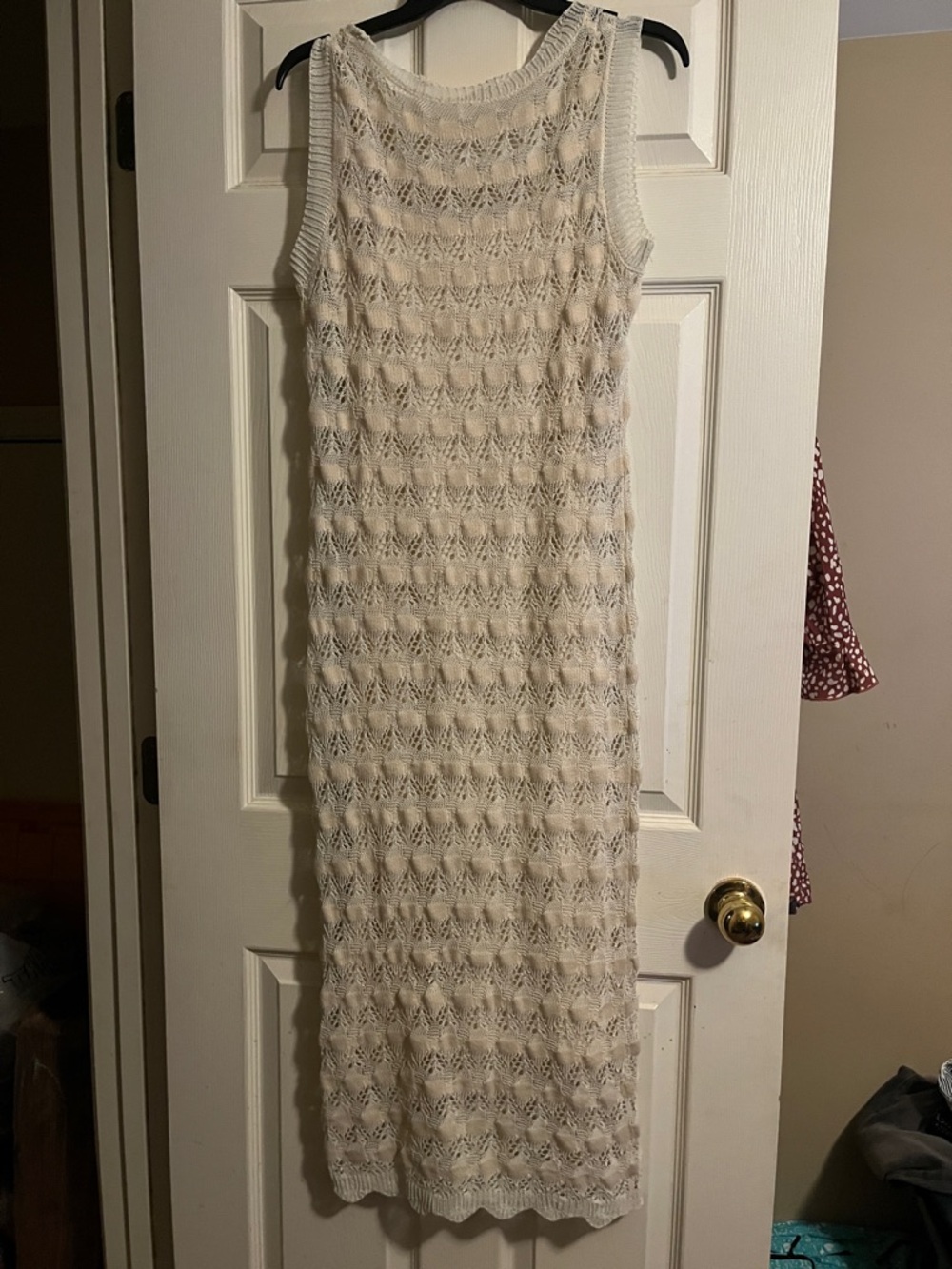 Sleeveless Crochet Maxi Dress in Cream
